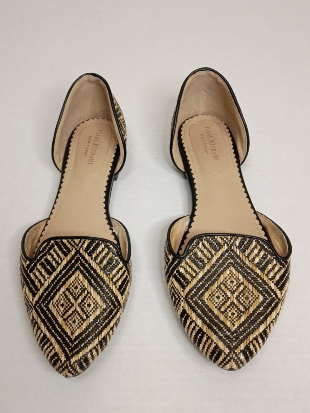 Isaac Mizrahi New York Woven D’Orsay Flats Size 8 Black Tan